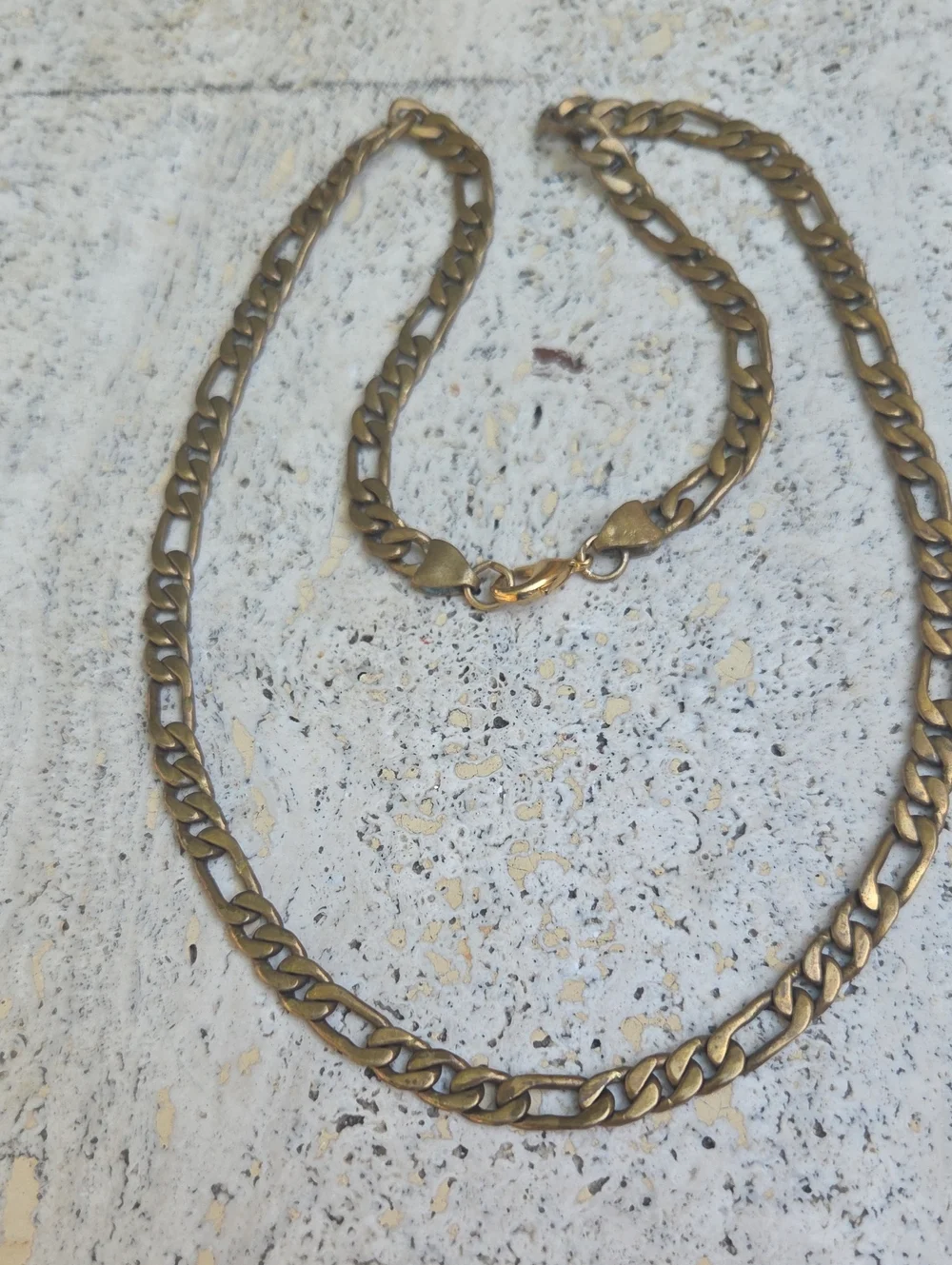 Vintage Gold-Tone Brass Figaro Chain Necklace 24